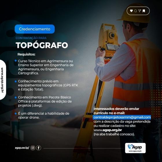 AGAP anuncia credenciamento para contratação de topógrafo